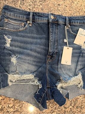 Good American - Size 14 - NWT - Distressed Blue Denim Cutoff Shorts